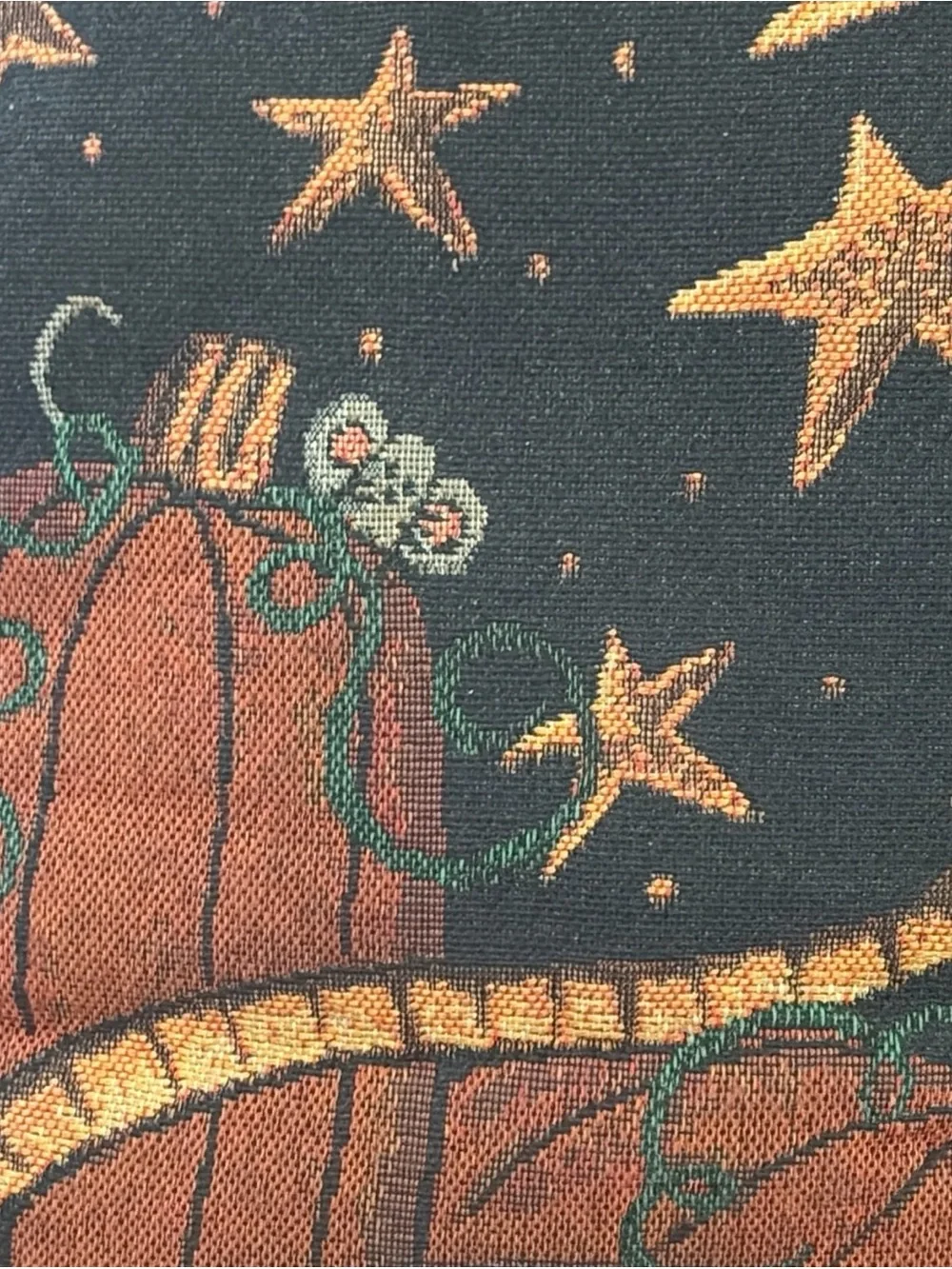 Susan Fouts-Kline Fall Harvest Tapestry Pillow cat,pumpkins & Stars 14